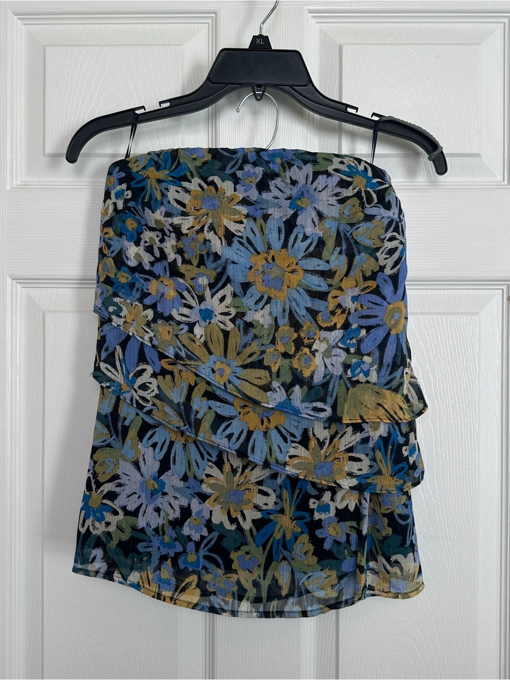 Sadie & Sage Black Floral Skirt Set with Blue & Mustard Accents
